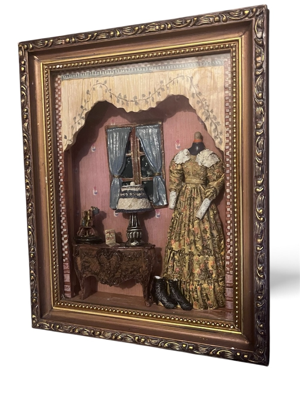 Gold Framed Miniature Dressroom Shadowbox Accent - Gold